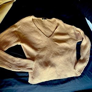 Camel Cropped V-Neck sweater
